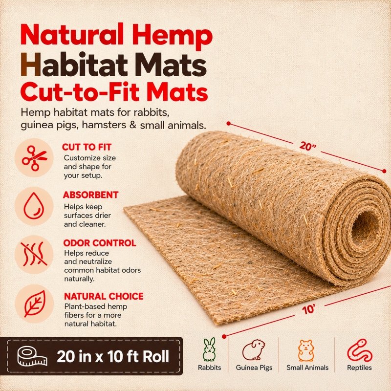 RAC Paws Hemp Cage Liner Roll, Guinea Pig Rabbit Hamster Mat, 20in x 10ft