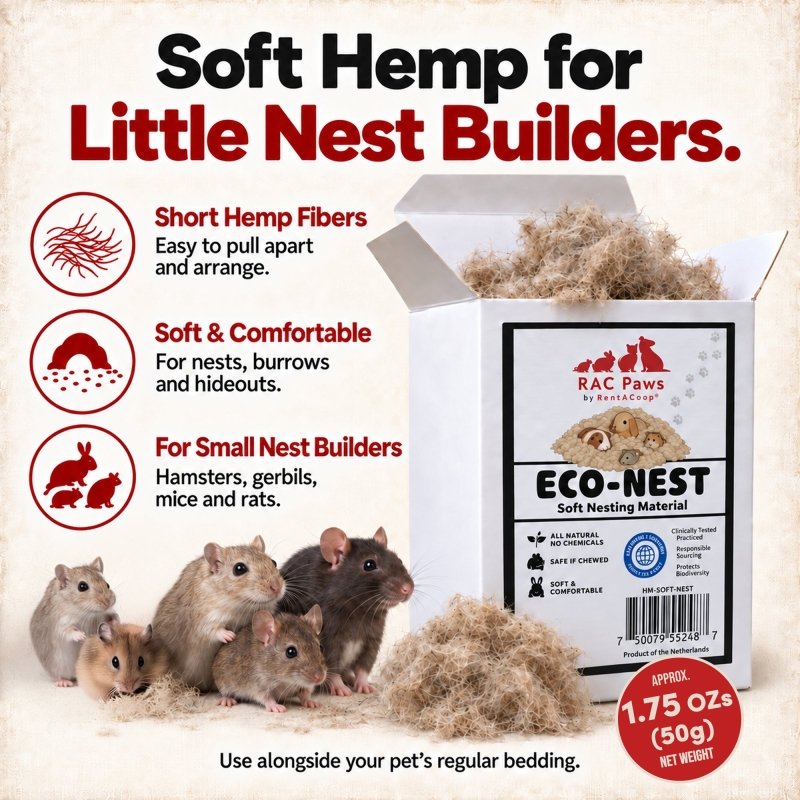 RAC Paws Hemp Bedding Nesting Material for Hamsters, Gerbils & Rats