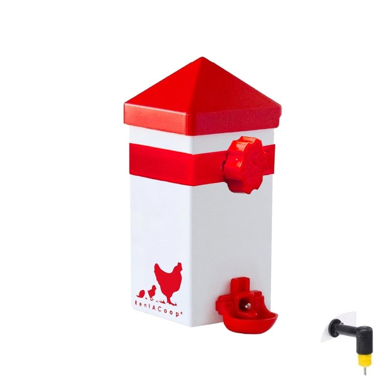 RentACoop 32oz(1L) Drinker Plus 2 Versatile Nipples - Suitable for Chicks, Quail, Pigeons, Doves, and Other Smaller Birds