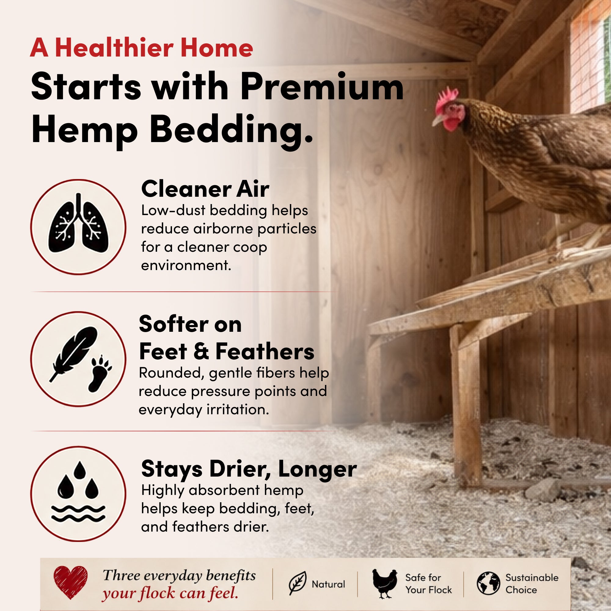 RentACoop Premium Hemp Bedding for Chickens, Rabbits, Horses - 300L (30lbs)