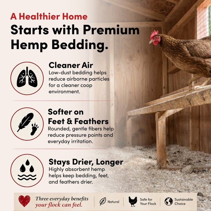 RentACoop Premium Hemp Bedding for Chickens, Rabbits, Horses - 300L (30lbs)