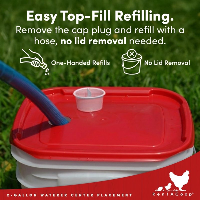 RentACoop 2 Gallon Chicken Waterer with 4 Auto-Fill Water Cups and 4 Horizontal nipples