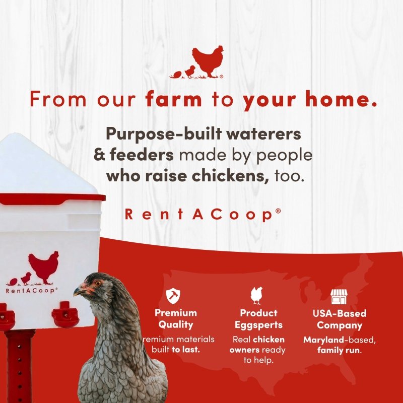 RentACoop 2 Gallon Chicken Waterer with 4 Cups and 4 Nipples - Corner Placement
