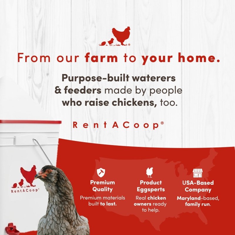 RentACoop 5 Gallon Chicken Waterer with 4 Auto-Fill Water Cups, 4 Horizontal nipples, and Adjustable Stand - Corner Placement