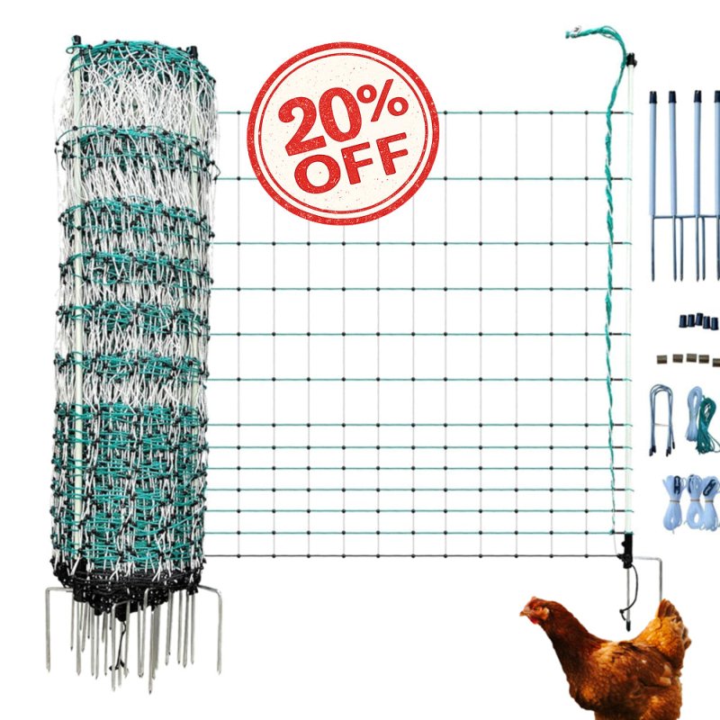 42" Electric Poultry Fencing - Suitable for Chickens, Ducks, Turkeys, and Other Poultry