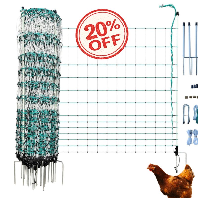 48" Electric Poultry Fencing - Suitable for Chickens, Ducks, Turkeys, and Other Poultry