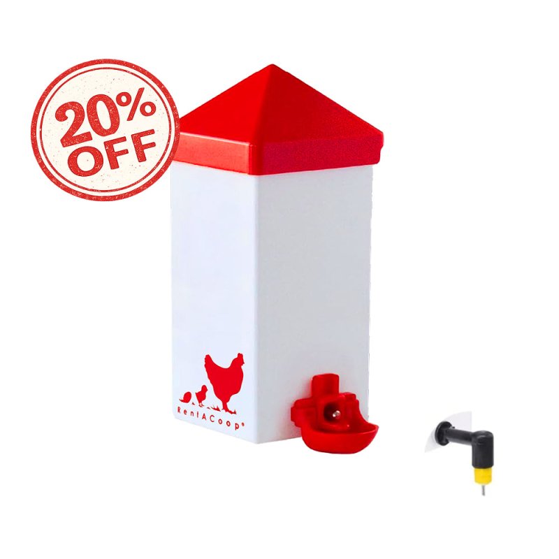 RentACoop 32oz(1L) Drinker Plus 2 Versatile Nipples - Suitable for Chicks, Quail, Pigeons, Doves, and Other Smaller Birds