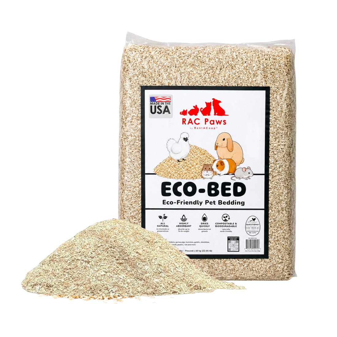 RAC Paws Premium Hemp Bedding for Rabbits, Guinea Pigs &amp; Hamsters 22 lb