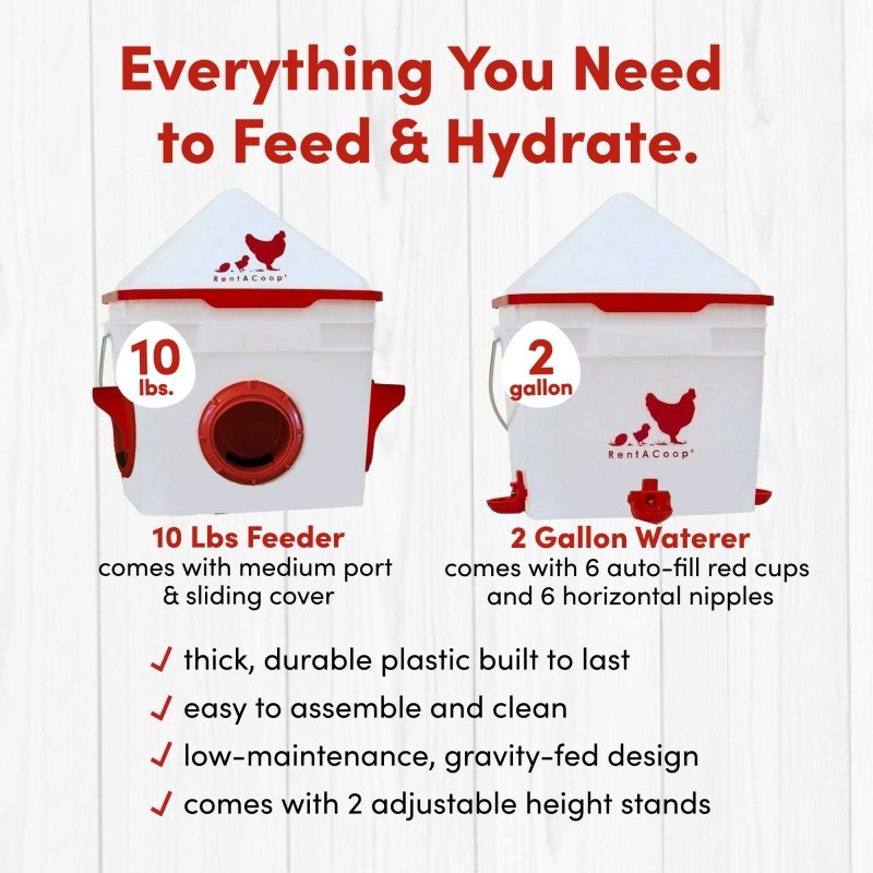 RentACoop Chick2Chicken 10lb Feeder &amp; 2 Gal Waterer Set
