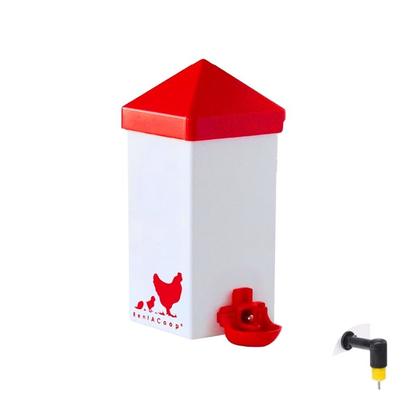 RentACoop 32oz(1L) Drinker Plus 2 Versatile Nipples - Suitable for Chicks, Quail, Pigeons, Doves, and Other Smaller Birds