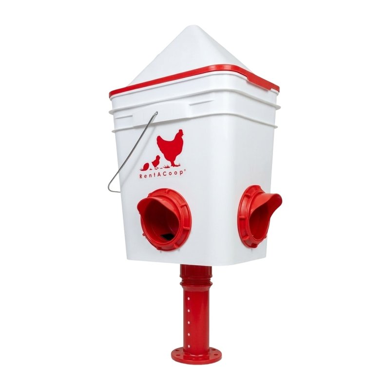 RentACoop 25lb BPA-Free Chicken Feeder with 4 Large Ports and Adjustable Stand - Center Placement