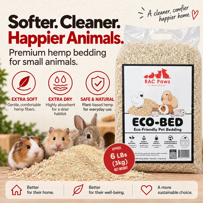 RAC Paws Premium Hemp Bedding for Rabbits, Guinea Pigs &amp; Hamsters 6.6 lb