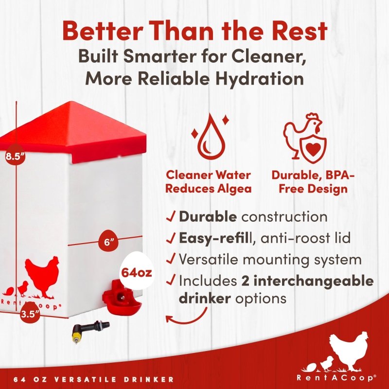 64oz(2L) Chicken Drinker Plus 2 Versatile Nipples