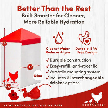 RentACoop 64oz Automatic Refill Chick Cup Drinker
