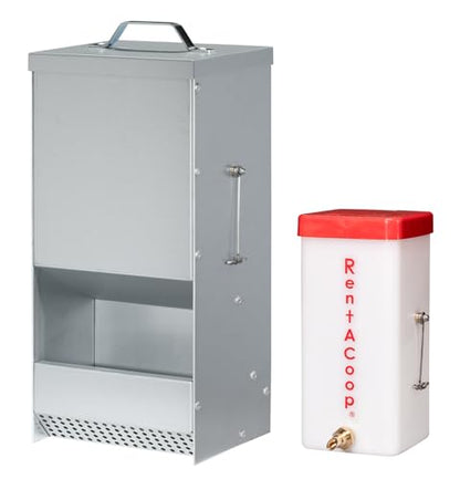 RAC Paws 5 Pound Metal Trough Rabbit Feeder 32 Ounce (1 Liter) Drinker Set