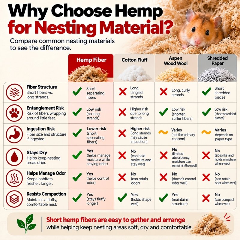 RAC Paws Hemp Bedding Nesting Material for Hamsters, Gerbils &amp; Rats