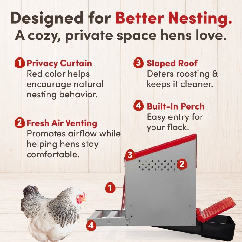 RentACoop Roll-Out Reversible Chicken Nesting Box Suite – 3 compartment