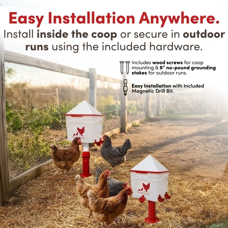 RentACoop 2 Gallon Chicken Waterer with 4 Auto-Fill Water Cups and 4 Horizontal nipples