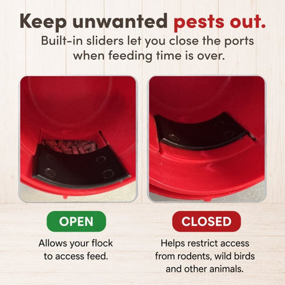 RentACoop 15lb Metal Chick2Chicken Feeder with 6 Ports