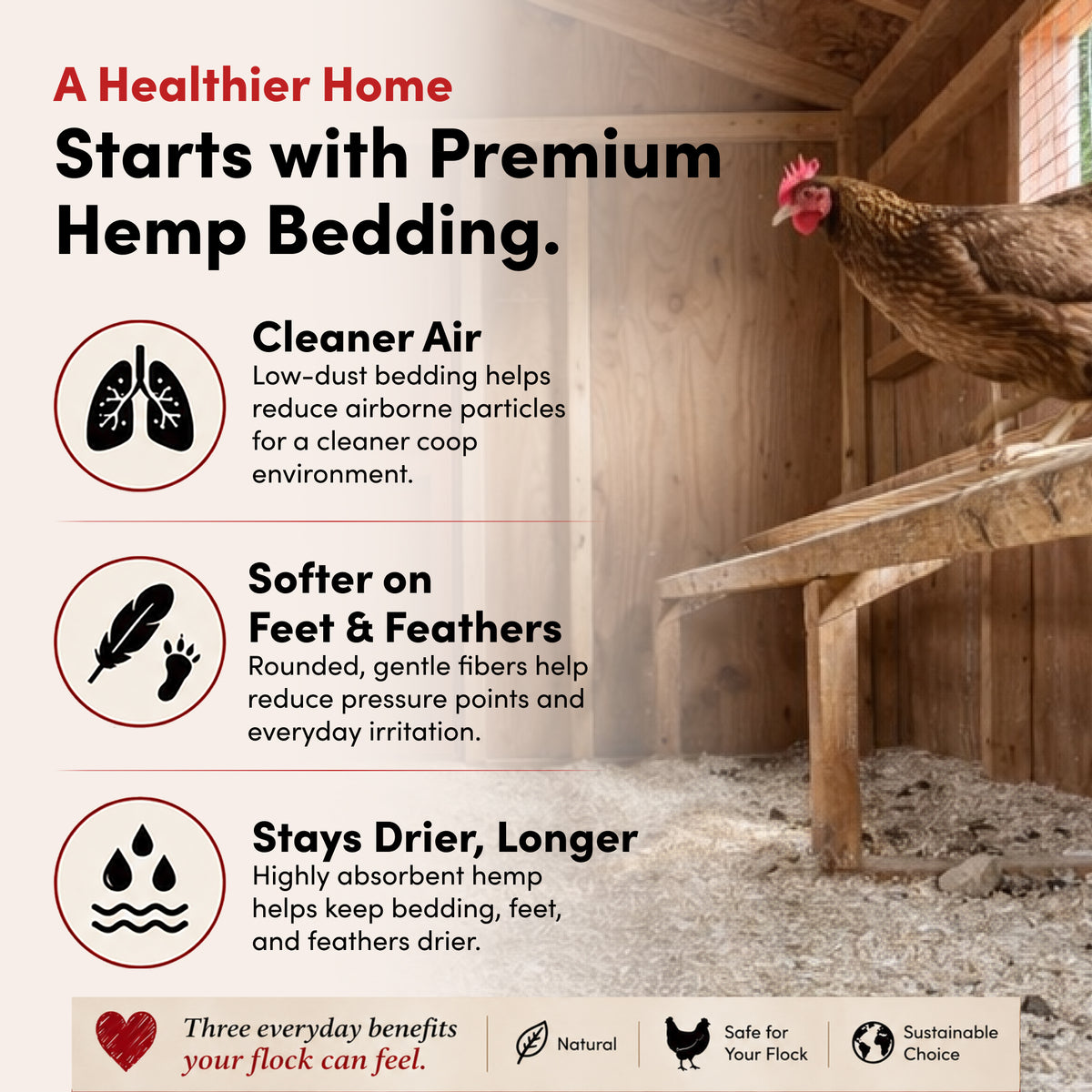 RentACoop Premium Hemp Bedding for Chickens, Rabbits, Horses - 300L (30lbs)