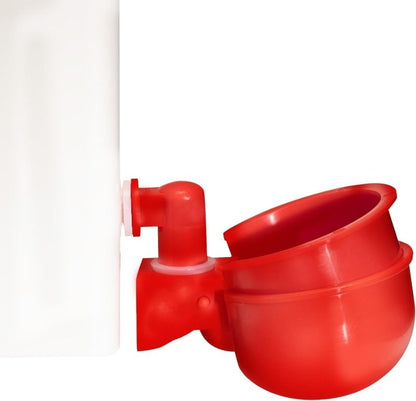 2 Gallon Chicken Waterer with Auto-Fill Cups, Horizontal Nipples, Anti-Roost Cone and Mounting Kit
