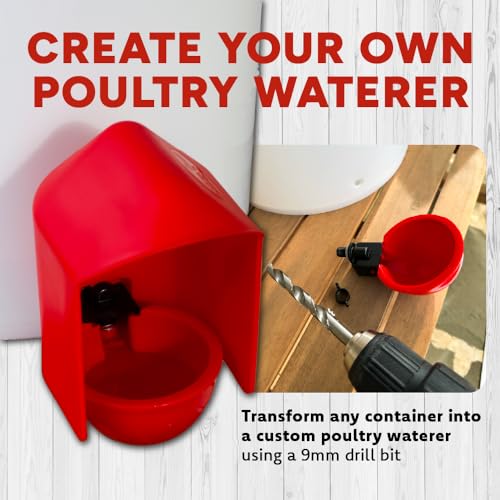 RentACoop DIY Waterer Kit - Auto-Fill Big Cups with Inserts - Great for Chickens, Ducks, Geese, and Turkeys- 6 Pack with Inserts and Anti-Dirt Cup Covers