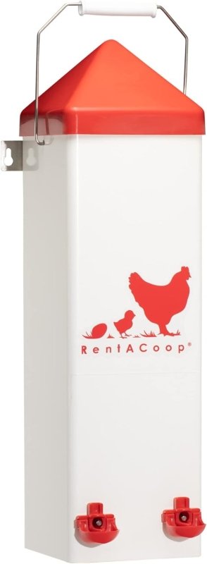 2 Gallon Chicken Waterer with Auto-Fill Cups, Horizontal Nipples, Anti-Roost Cone and Mounting Kit