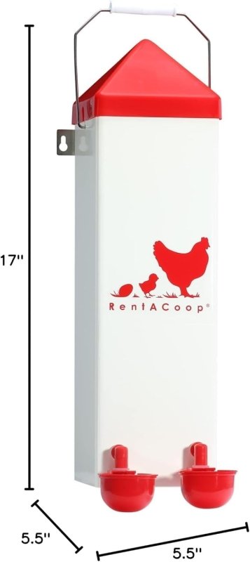 2 Gallon Chicken Waterer with Auto-Fill Cups, Horizontal Nipples, Anti-Roost Cone and Mounting Kit