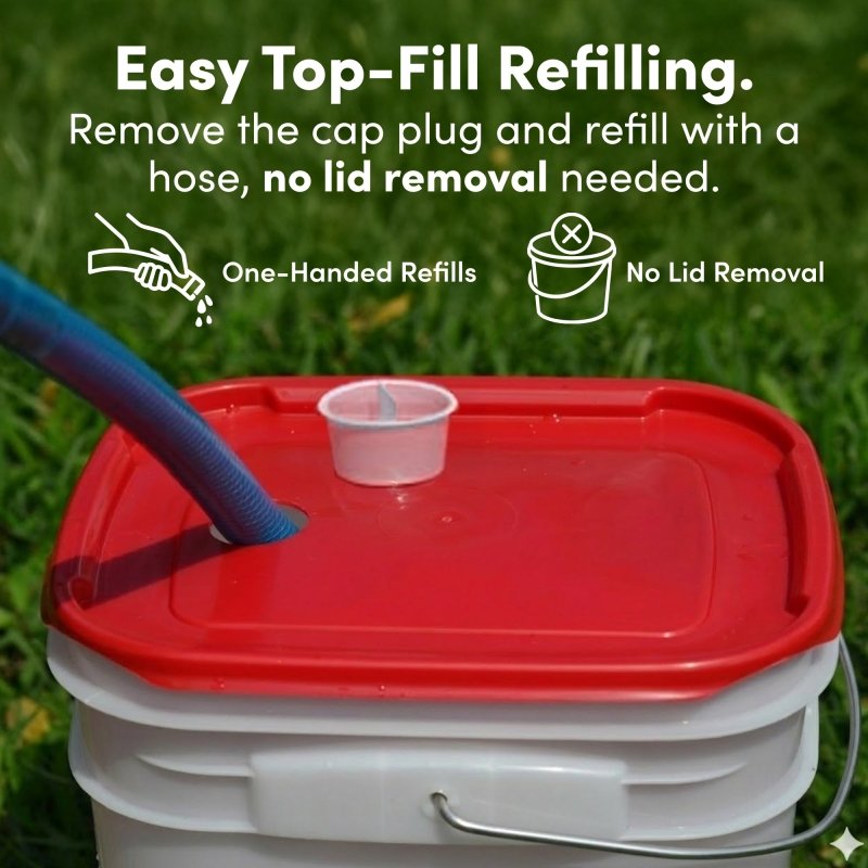 RentACoop Chicken Feeder &amp; Waterer Set– 25lb No-Waste Feeder with 4 Large Ports + 5-Gallon Waterer with Auto-Fill Cups &amp; Horizontal Nipples