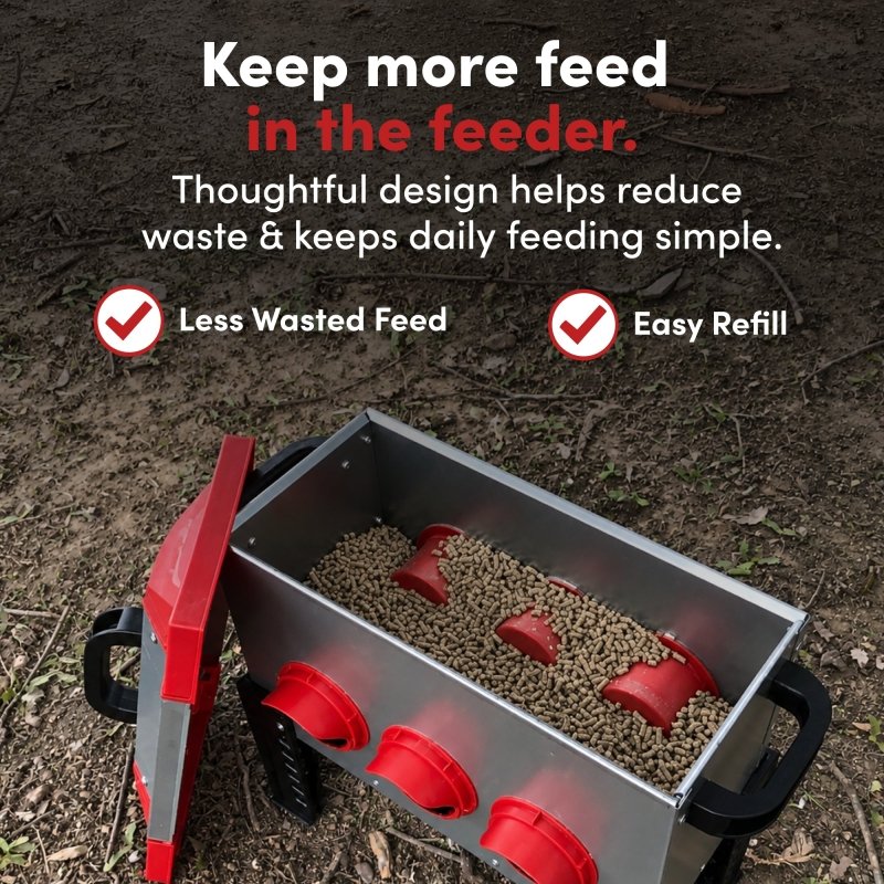 RentACoop 15lb Metal Chick2Chicken Feeder with 6 Ports