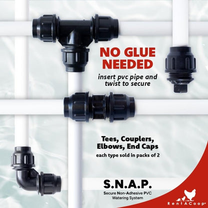 RentACoop Shut-Off Valve Kit Compatible with S.N.A.P PVC Watering System for Chickens, Poultry, and Other Animals