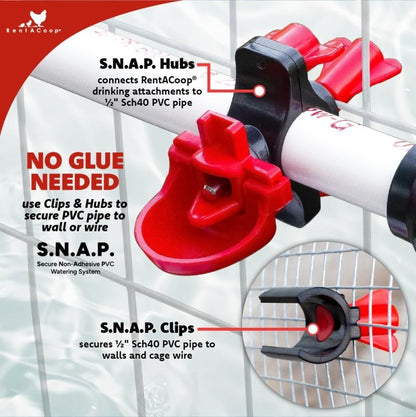 RentACoop Secure Non-Adhesive PVC (S.N.A.P) Watering System S.N.A.P Clips Pack of 12 for Chickens, Quail, and Poultry