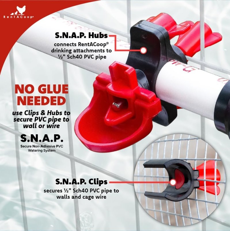 RentACoop Secure Non-Adhesive PVC (S.N.A.P) Watering System End Cap Pack of 2 for Chickens, Quail, and Poultry