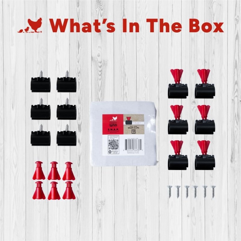 RentACoop Secure Non-Adhesive PVC (S.N.A.P) Watering System S.N.A.P Clips Pack of 12 for Chickens, Quail, and Poultry