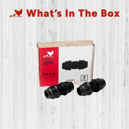 RentACoop Secure Non-Adhesive PVC (S.N.A.P) Watering System Coupler Pack of 2 for Chickens, Quail, and Poultry