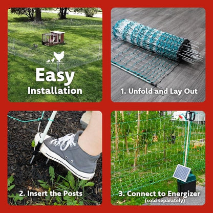 42" Electric Poultry Fencing - Suitable for Chickens, Ducks, Turkeys, and Other Poultry