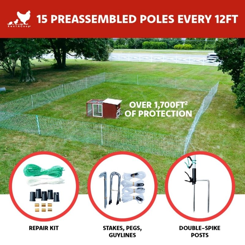 42" Electric Poultry Fencing - Suitable for Chickens, Ducks, Turkeys, and Other Poultry