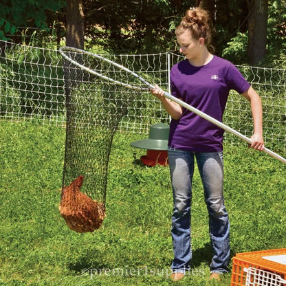 Premier EZ Catch Net for Chicken Handling (37"- 57" Handle with 23" Net Opening &amp; Teardrop Mesh)