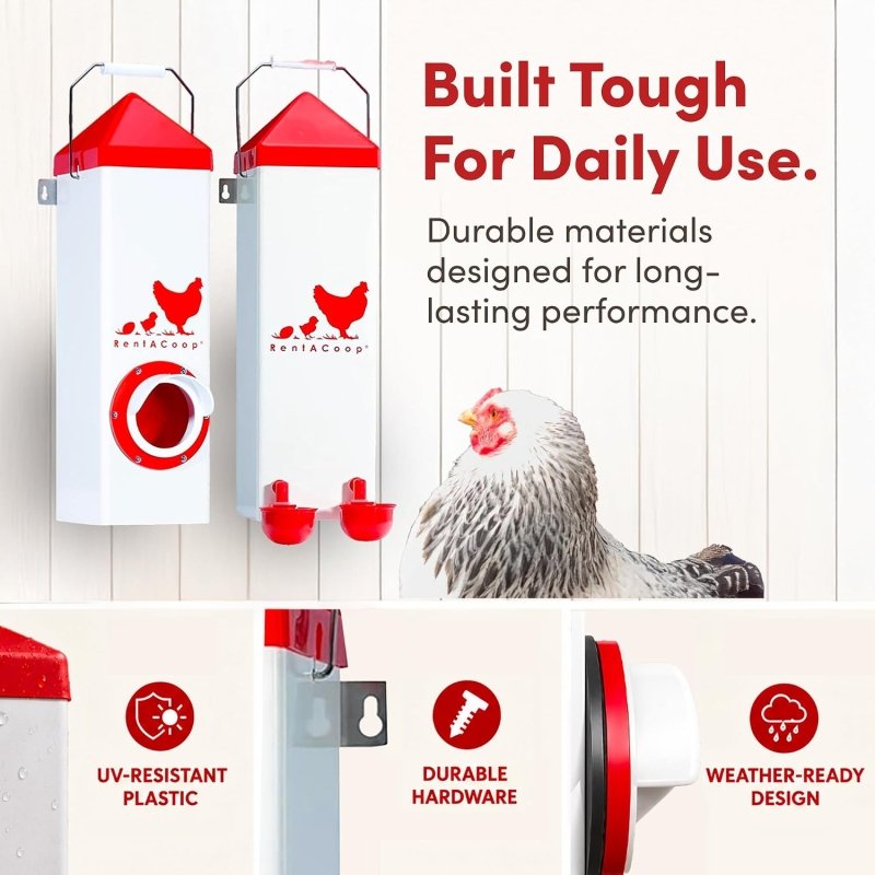RentACoop High Rise Feeder/Waterer Set &amp; SM Thermo Bucket Belt Bundle