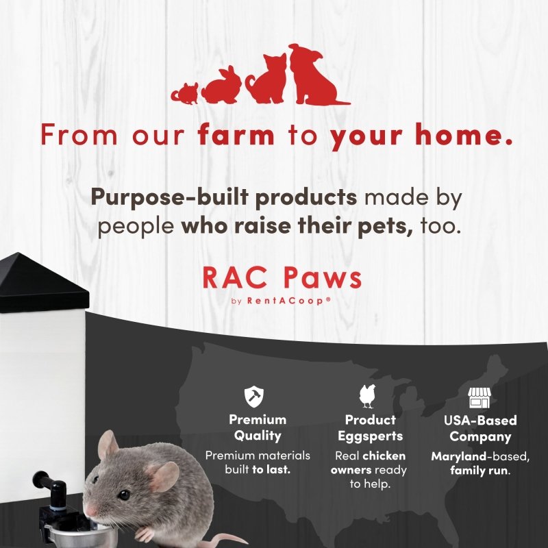 RAC Paws No-Drip 32oz Chicken and Small Animal Drinking Bottle with Auto-Fill Metal Cup