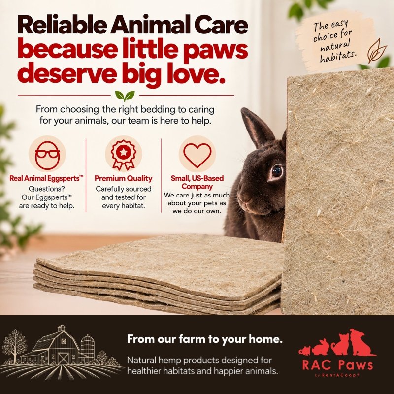 RAC Paws Hemp Cage Liner, Guinea Pig Rabbit Hamster Mat, Precut 20” x 20”
