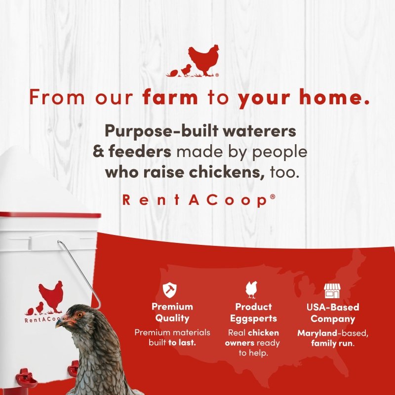 RentACoop Chicken Feeder &amp; Waterer Set– 25lb No-Waste Feeder with 4 Large Ports + 5-Gallon Waterer with Auto-Fill Cups &amp; Horizontal Nipples