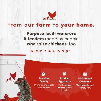 RentACoop Chicken Feeder &amp; Waterer Set– 25lb No-Waste Feeder with 4 Large Ports + 5-Gallon Waterer with Auto-Fill Cups &amp; Horizontal Nipples