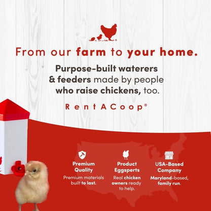 RentACoop 32oz(1L) Drinker Plus 2 Versatile Nipples - Suitable for Chicks, Quail, Pigeons, Doves, and Other Smaller Birds
