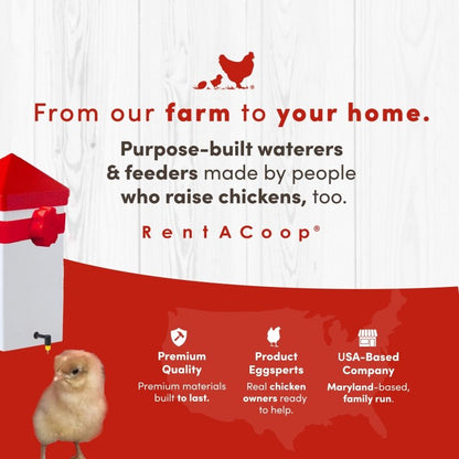 RentACoop 32oz(1L) Drinker Plus 2 Versatile Nipples - Suitable for Chicks, Quail, Pigeons, Doves, and Other Smaller Birds