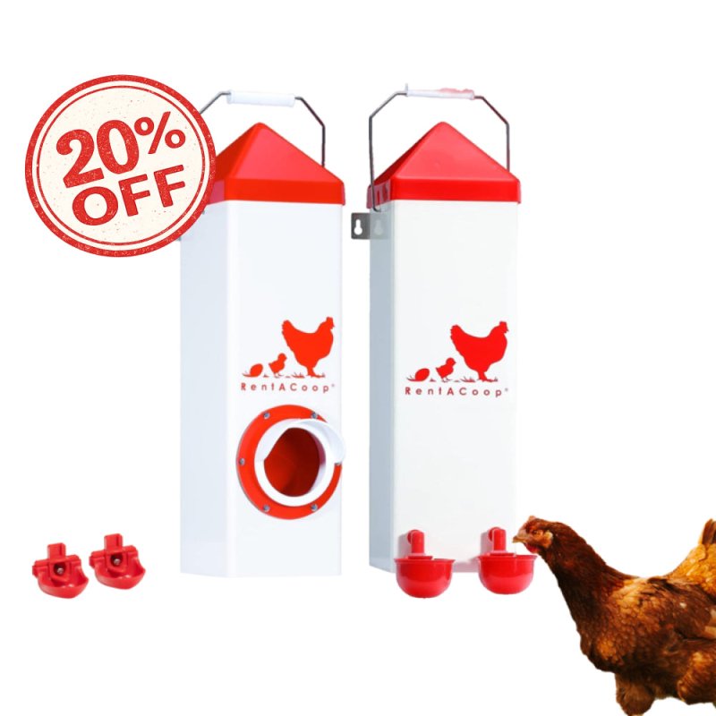 RentACoop Highrise Chicken Waterer and Feeder Set - 10lbs/2 Gal