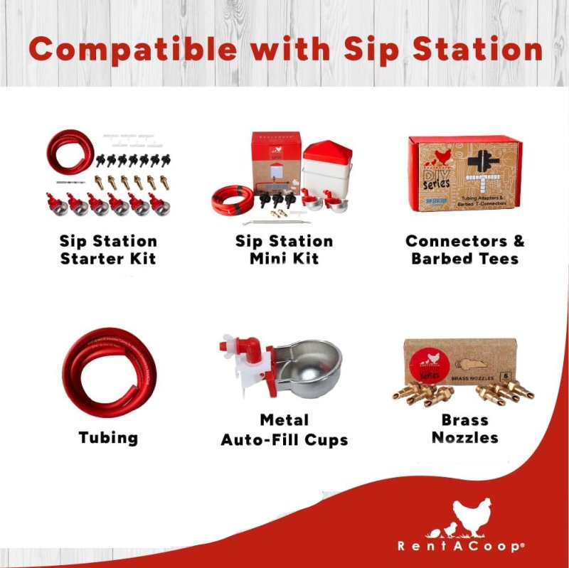 RAC Paws by RentACoop DIY Pack of Seven (7) Tubing Adaptors and Six (6) Barbed T-Connectors – Compatible with Sip Station Watering System for Poultry and Small Animals and 5/16" ID Tubing