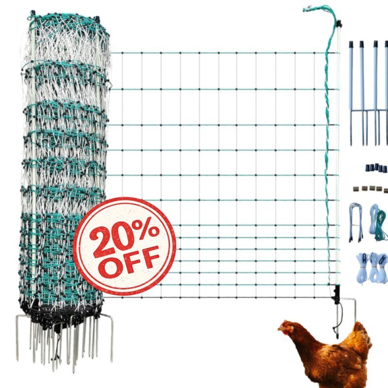 48" Electric Poultry Fencing - Suitable for Chickens, Ducks, Turkeys, and Other Poultry