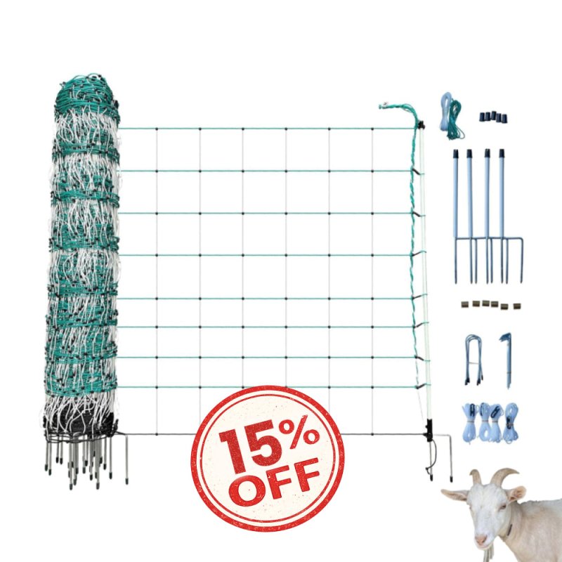 RentACoop Electric Anti-Predator Goat Fence - Suitable for Goats and Larger Animals - Energizer Not Included - 168" L x 42" H