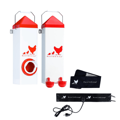 RentACoop High Rise Feeder/Waterer Set &amp; SM Thermo Bucket Belt Bundle